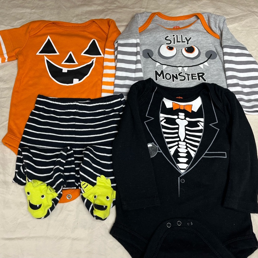 Carter's Halloween Matching Set - Orange, Gray, Black